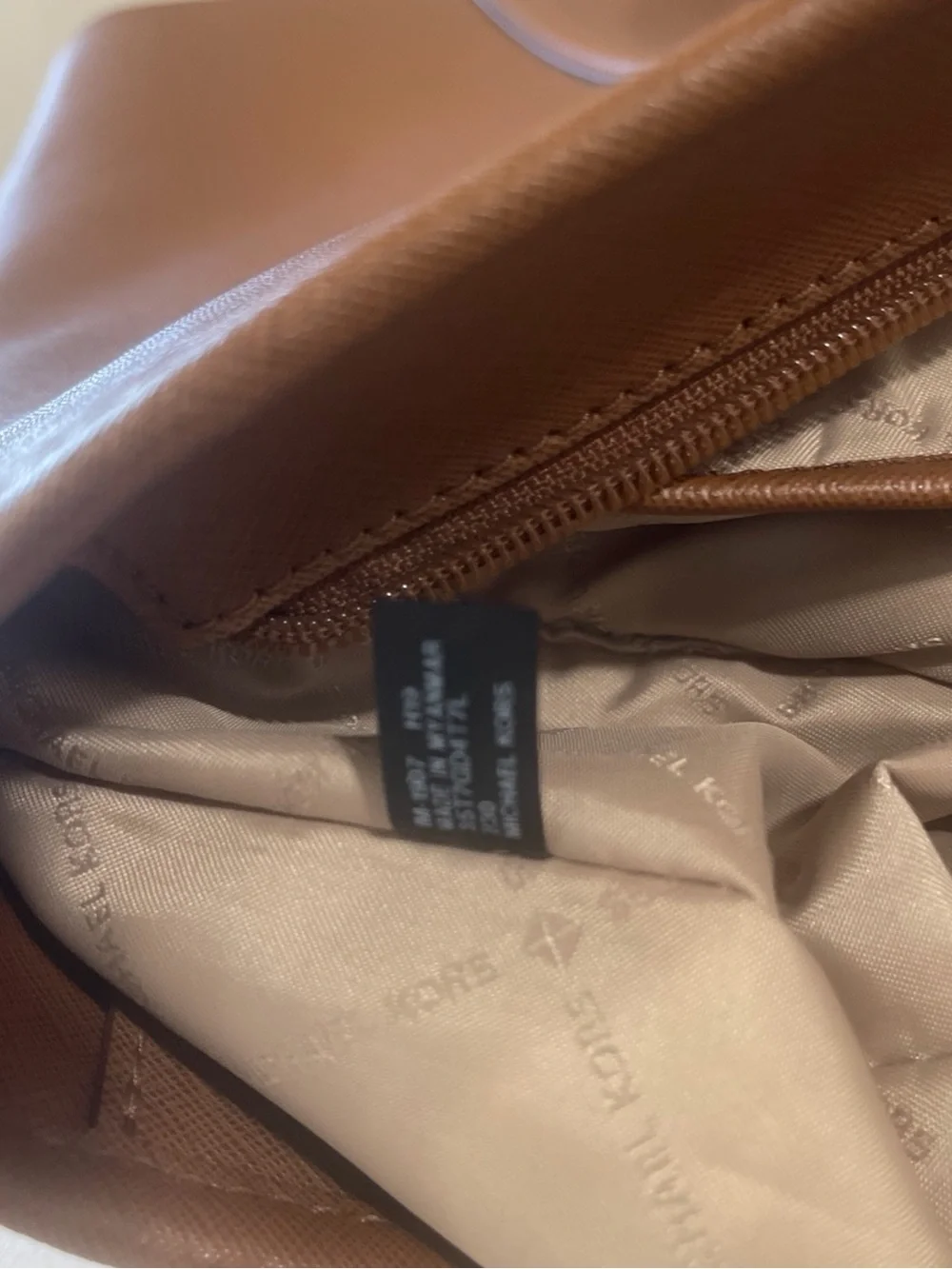 Michael Kors Camel Brown Saffiano Leather Tote with MK Charm
